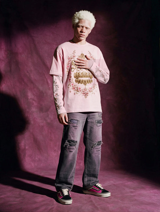 longsleeves "GRILLZ & FLOWERS" light pink