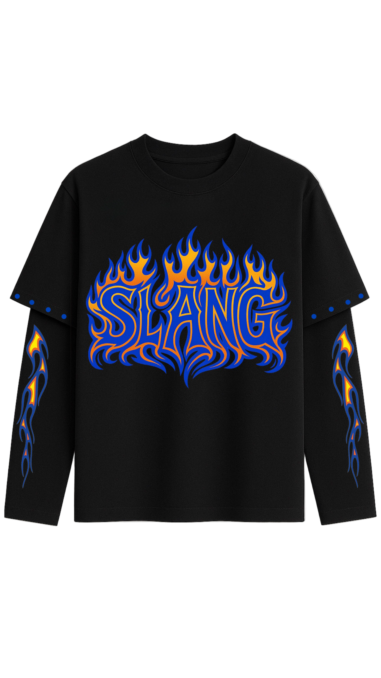 Long Sleeves Flames Black