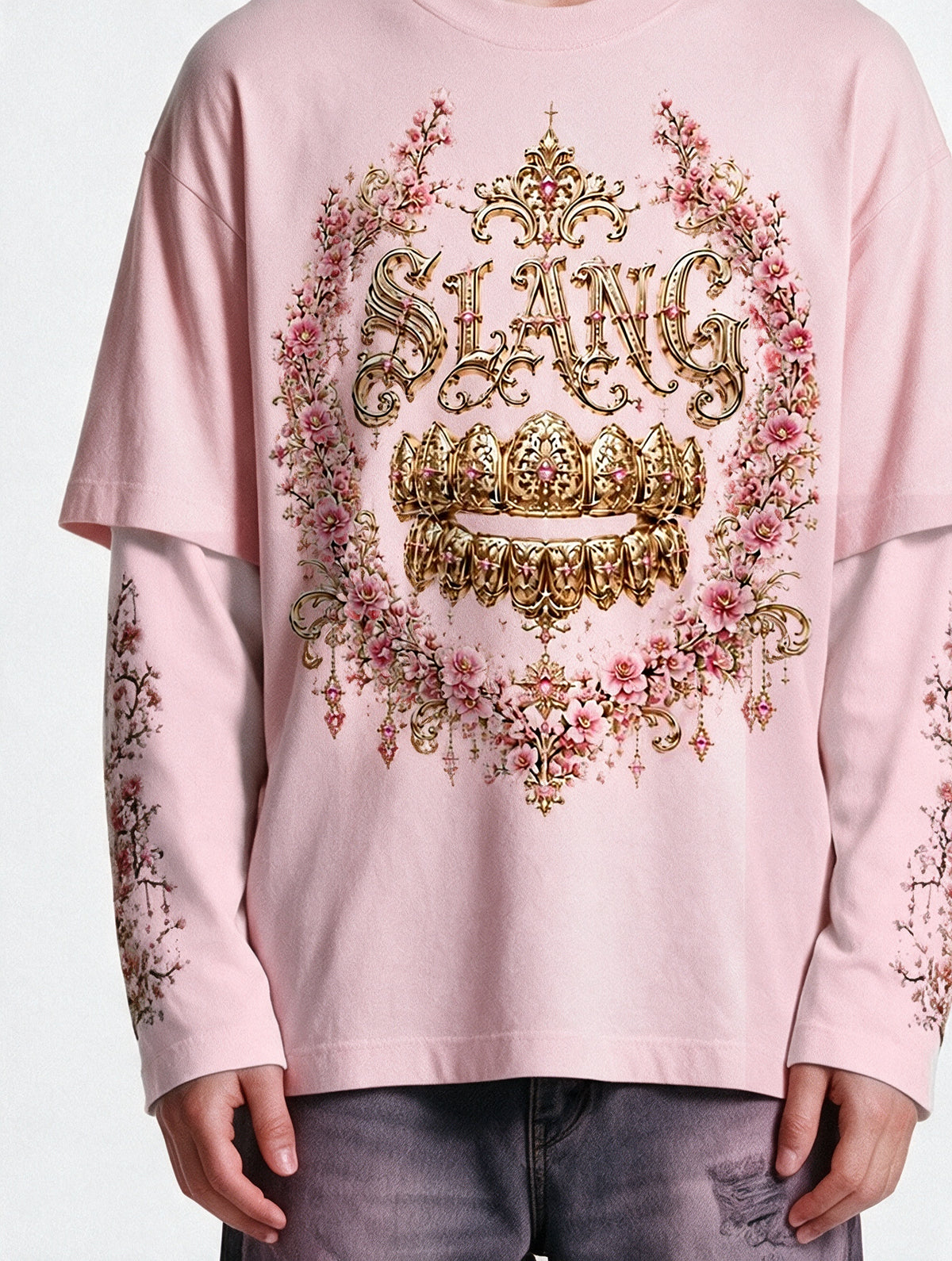 longsleeves "GRILLZ & FLOWERS" light pink