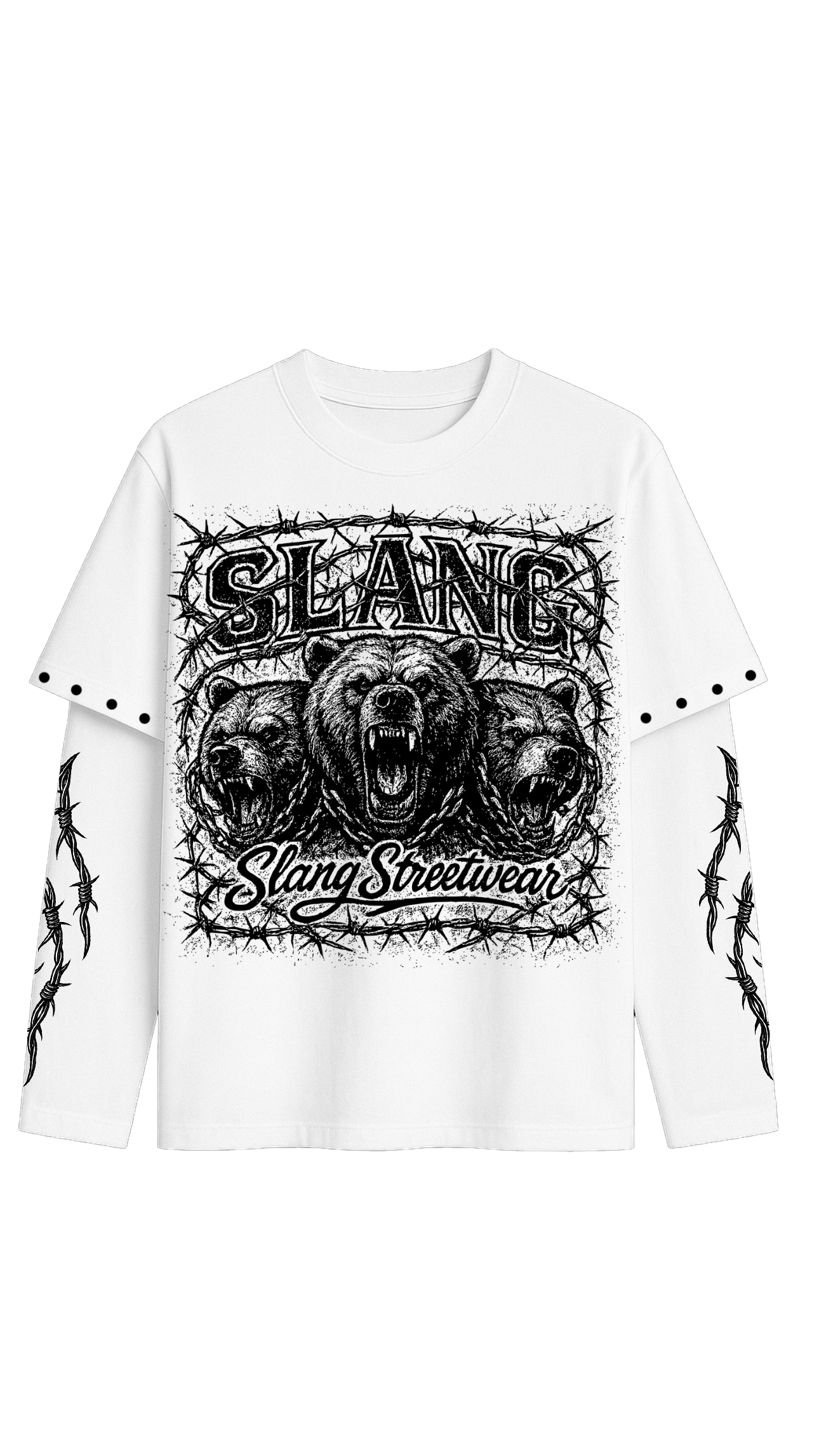 Long Sleeves Spiny Bear White