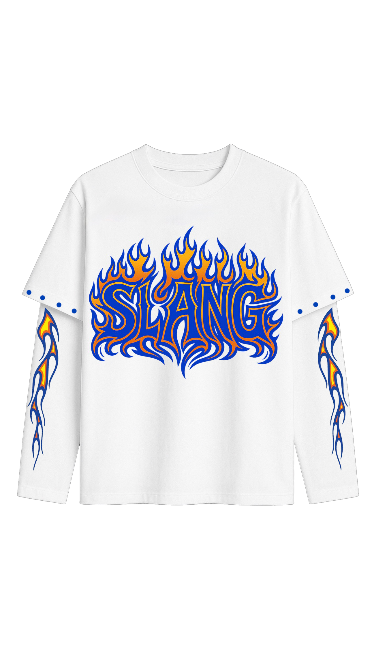 Long Sleeves Flames White