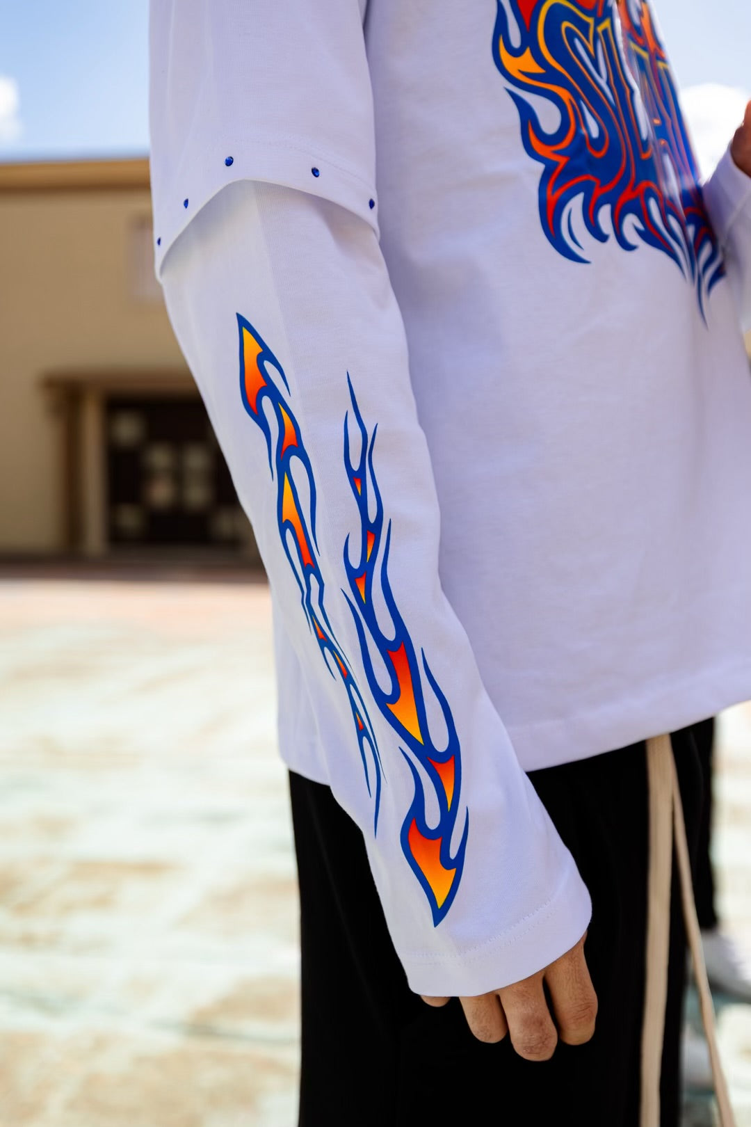 Long Sleeves Flames Black