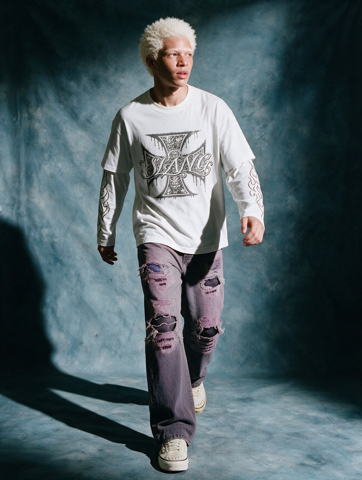 longsleeves "GOTHIC CROSS" white