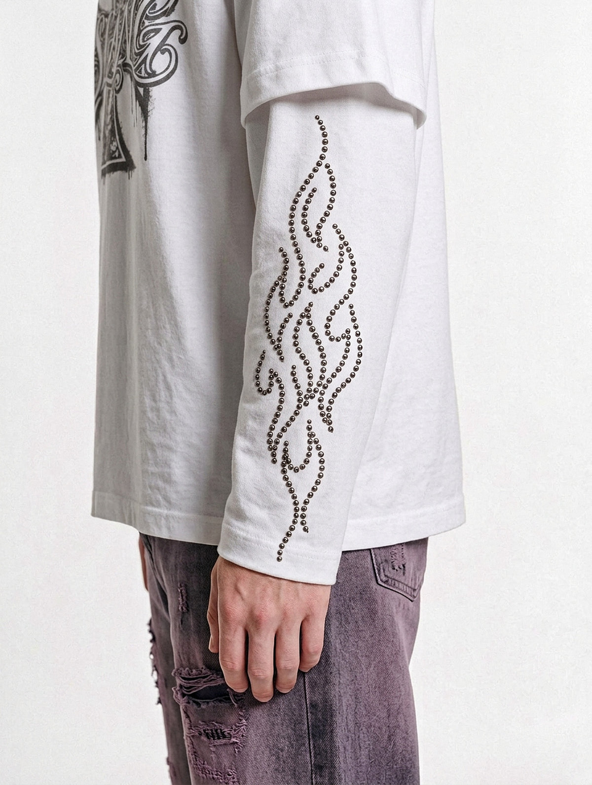 longsleeves "GOTHIC CROSS" white