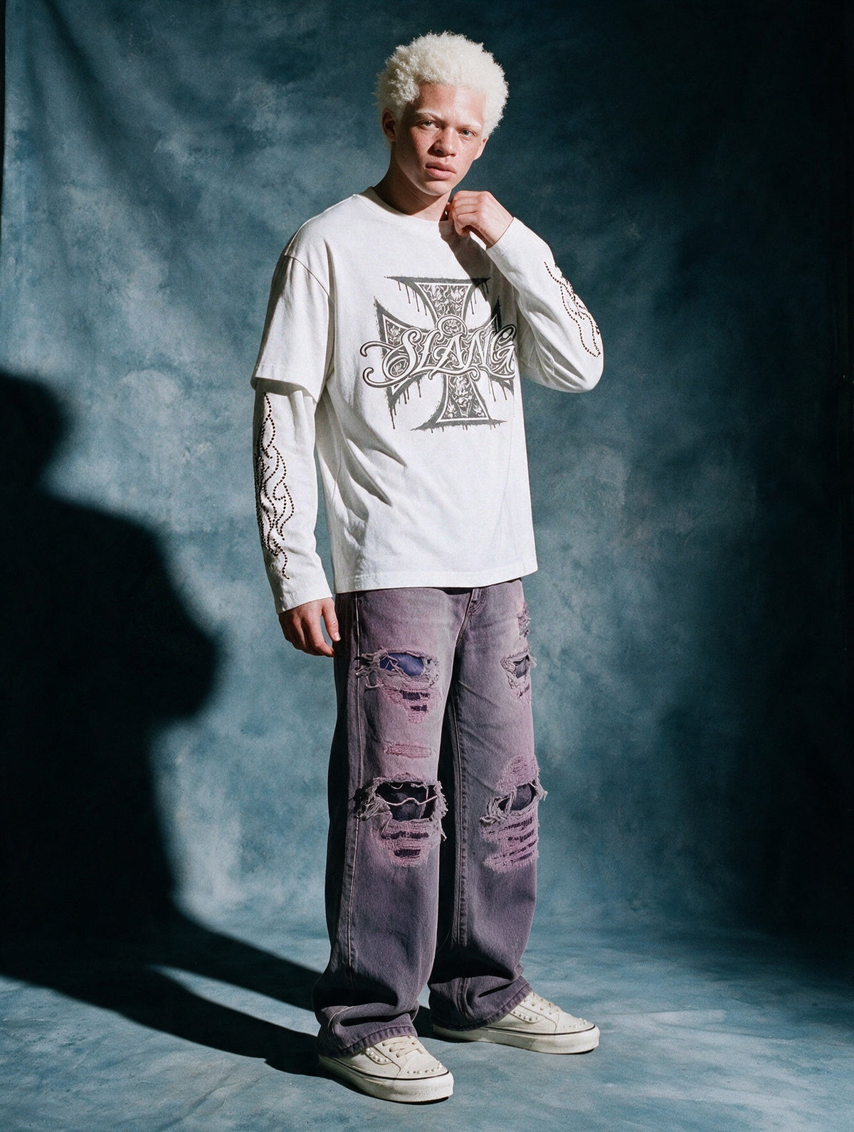longsleeves "GOTHIC CROSS" white