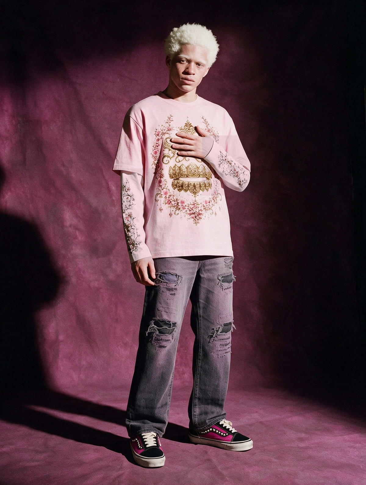 longsleeves "GRILLZ & FLOWERS" light pink