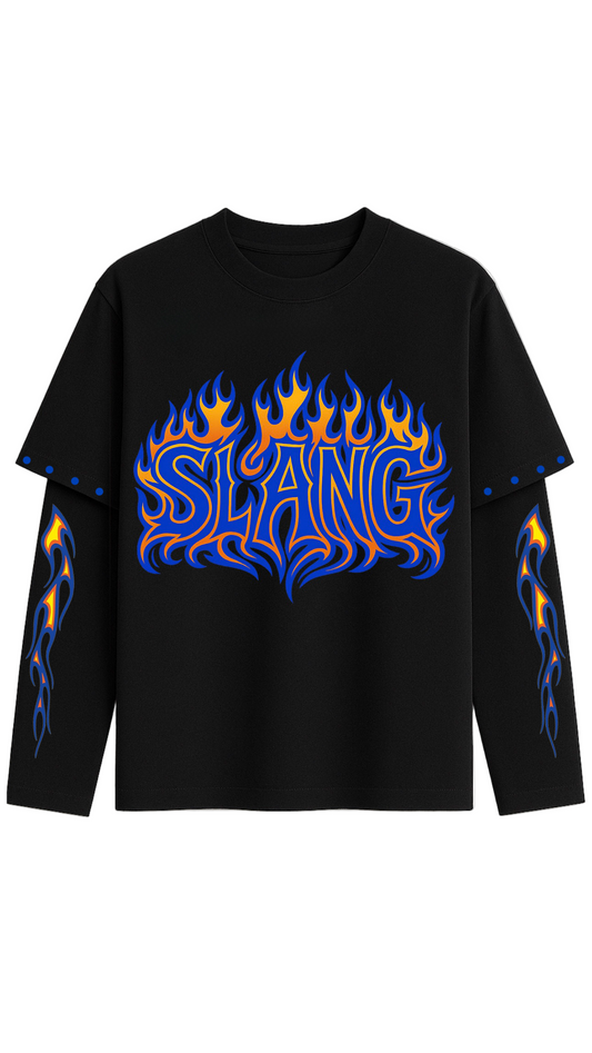 Long Sleeves Flames Black