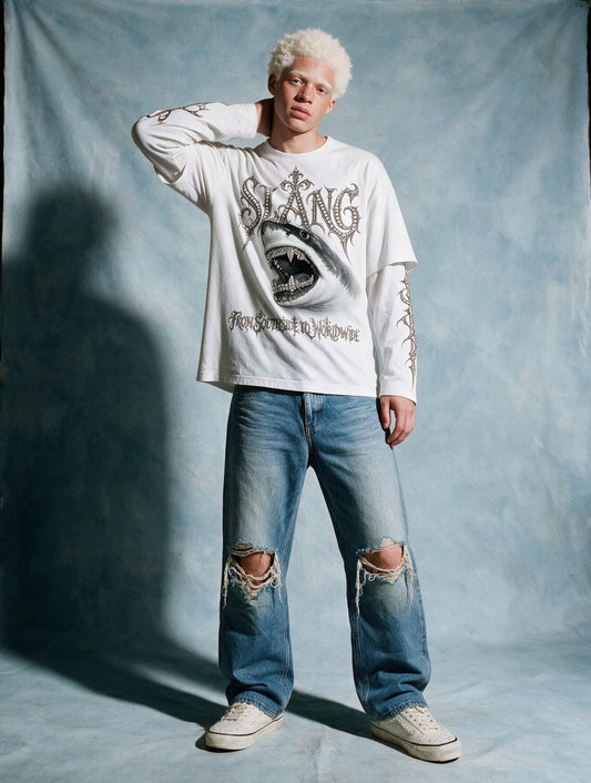 longsleeves "SHARK ON ICE" white