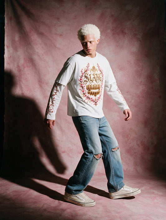 longsleeves "GRILLZ & FLOWERS" white