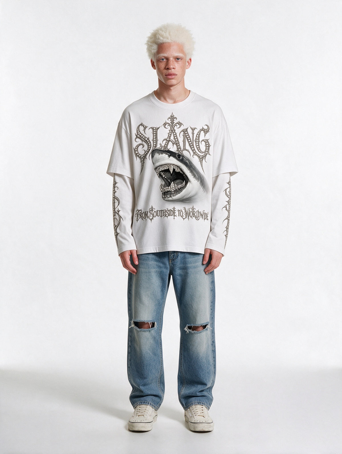 longsleeves "SHARK ON ICE" white
