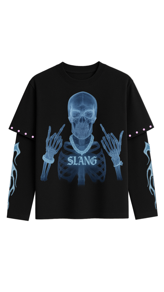 Long Sleeves Skull Black