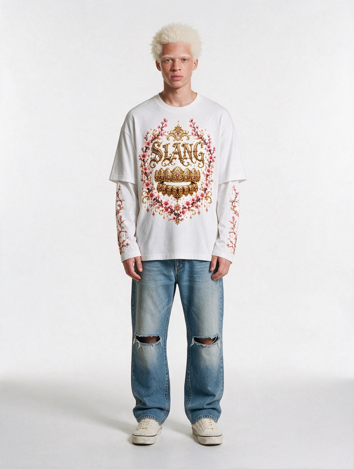 longsleeves "GRILLZ & FLOWERS" white