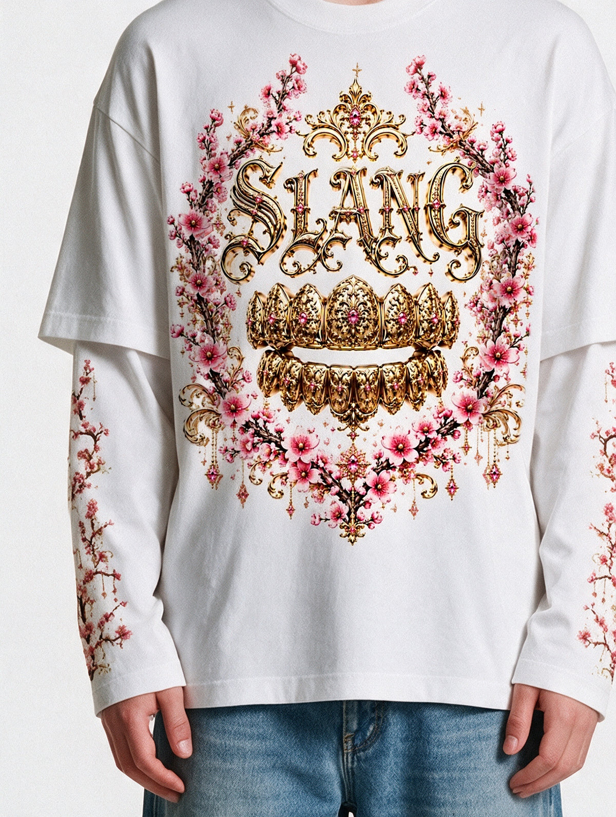 longsleeves "GRILLZ & FLOWERS" white