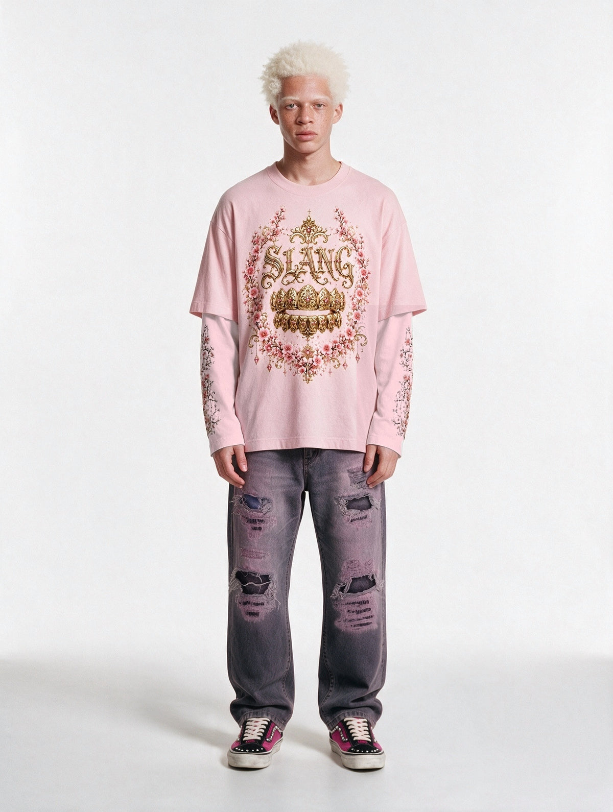 longsleeves "GRILLZ & FLOWERS" light pink