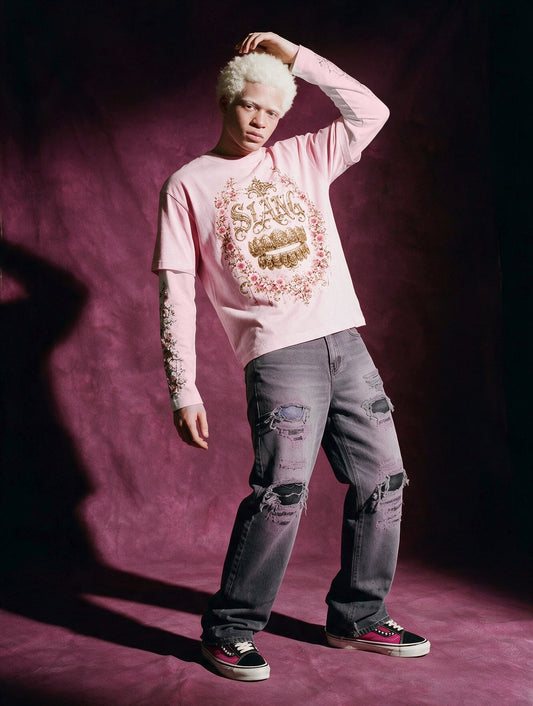 longsleeves "GRILLZ & FLOWERS" light pink